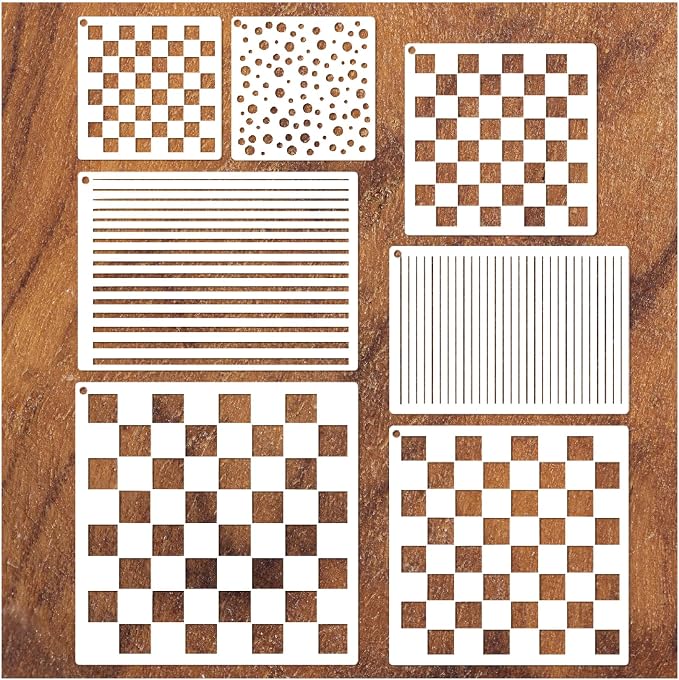 Checkerboard Stencils for Painting on Wood 11.8 Inch Reusable Canvas Checks - Image 8