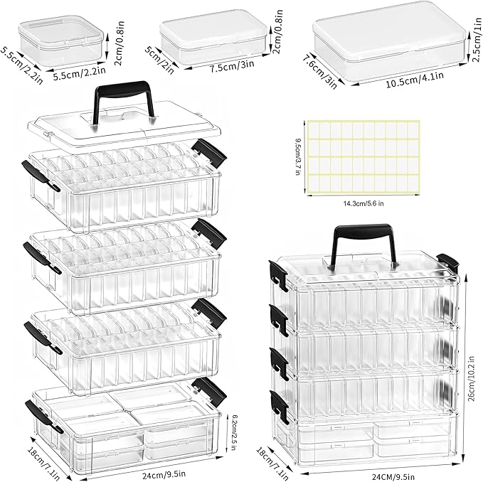 Stackable Bead Storage Organizer, 88 Small Plastic Containers - Image 3