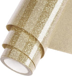 Champagne Glitter HTV Heat Transfer Vinyl Roll 12inch x 5 ft by WOOGLITTER
