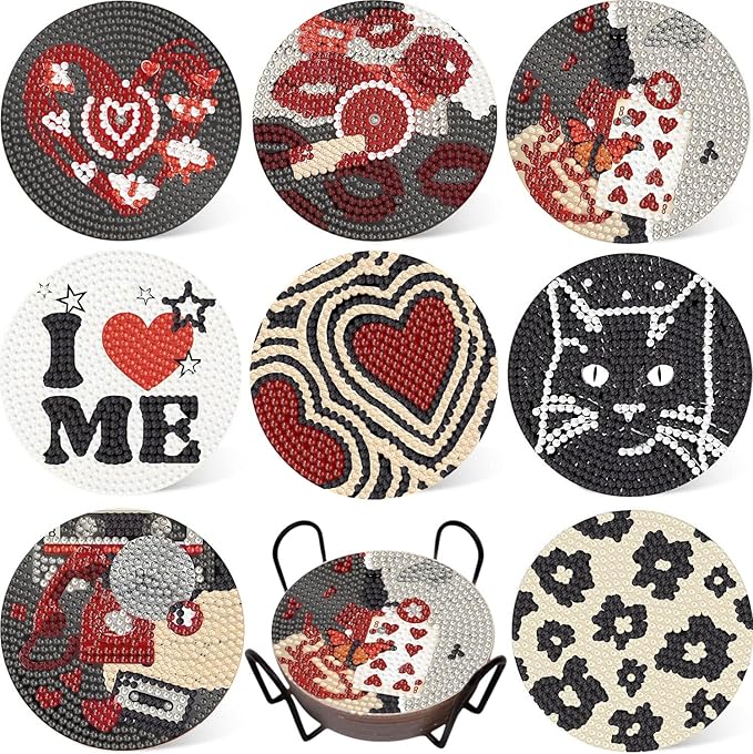 Bulerrylulu 8 Pcs Downtown Girl Diamond Painting Coasters Kits by Bulerrylulu