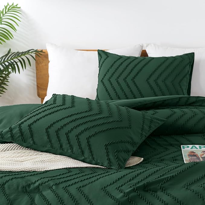 Andency Emerald Green Comforter King Size, Boho Dark Green Soft Warm Bedding - Image 4