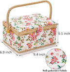 ZOOFOX Sewing Basket with Accessories, Wooden Sewing Kit Storage Box with - Image 2