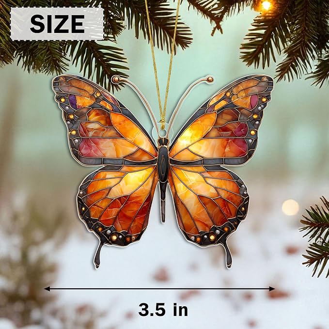 Butterfly Christmas Ornament, Acrylic Hanging Monarch Butterfly Decoration - Image 3