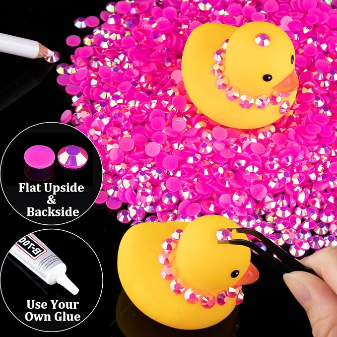 1500pcs 6mm Resin Rhinestones Bulk, Hot Pink AB Flatback Round Jelly - Image 5
