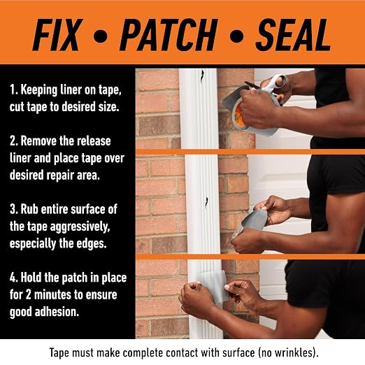 GORILLA Waterproofing Tape, UV-Resistant Backing, Bonds Vinyl, Plastic & Rubber - Image 4