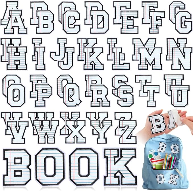 WILLBOND 52 Pcs Back to School Alphabet Patches Line Composition Self Adhesive by Willbond+Technology+Limited