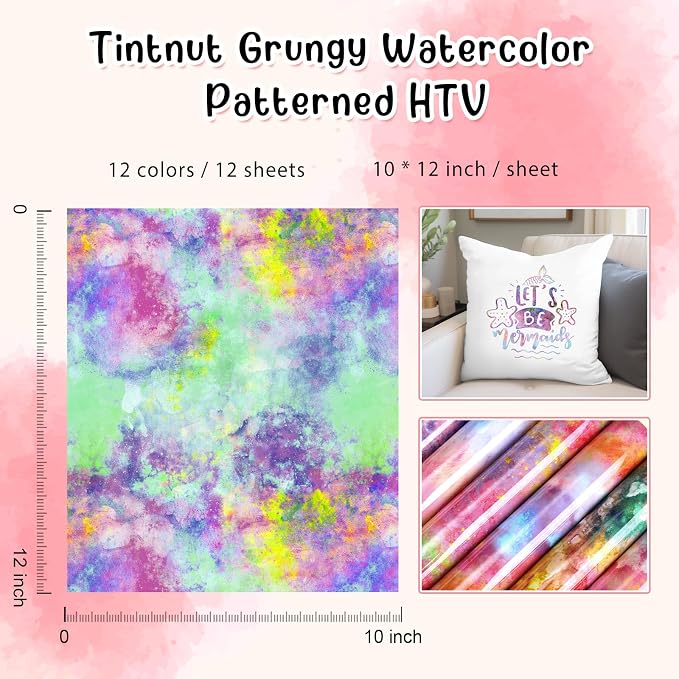 Tintnut Grungy Watercolor Heat Transfer Vinyl, stretch washable, suitable - Image 4
