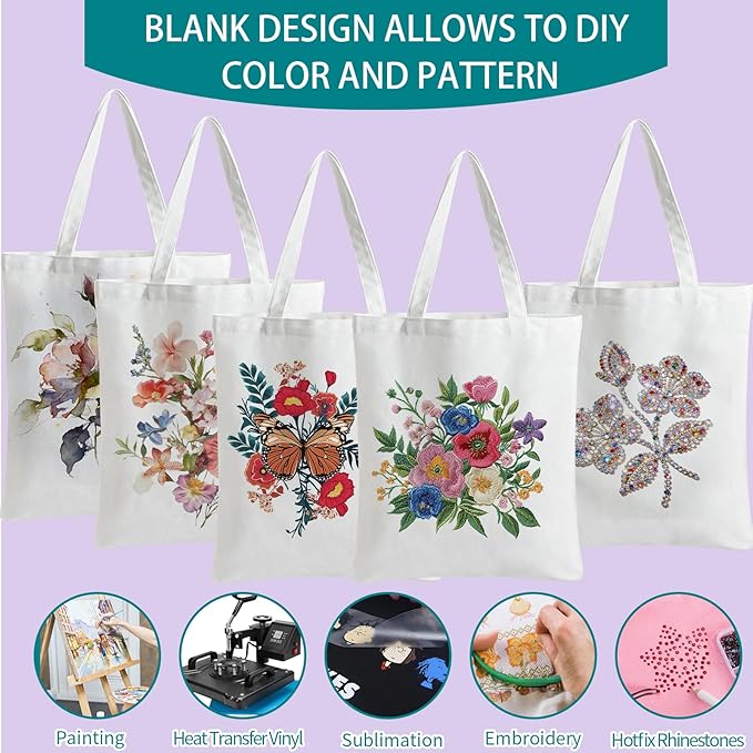 60-Pack Sublimation Blanks Tote Bags, heat transfer & HTV ready, personalized - Image 5