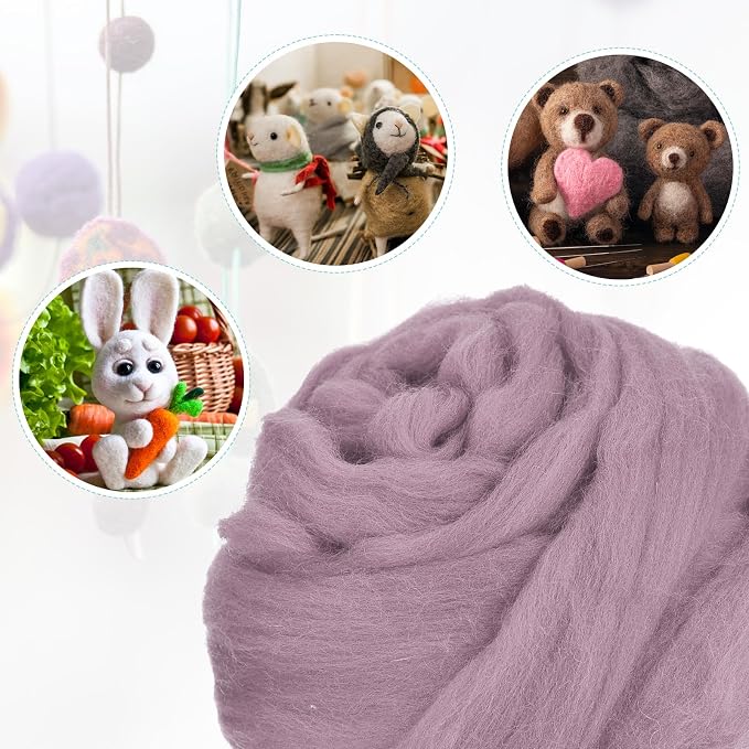 uxcell Needle Felting Wool, 8.5 Oz Nature Fibre Wool Yarn Roving - Image 4