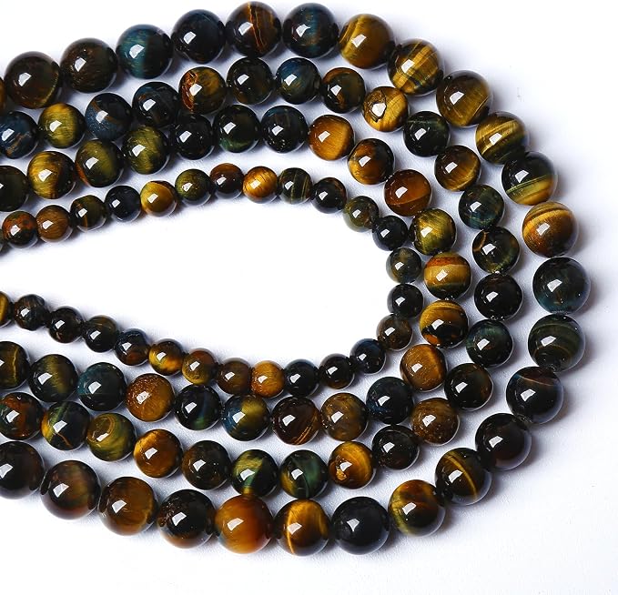 Yellow Blue Tiger Eye Beads Natural Stone Round Loose Beads Energy Gemstone - Image 3