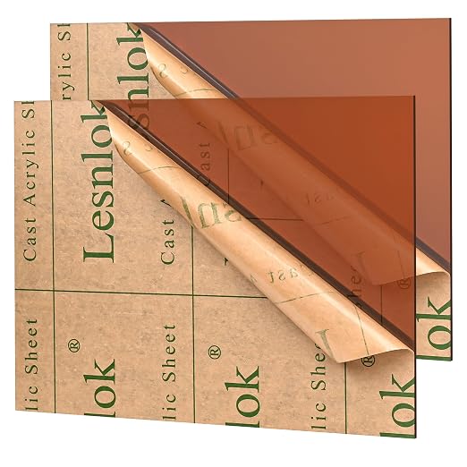 Lesnlok Brown Acrylic Sheets 1/8 inch Thick 3mm 2 Pack 12 x 16 Clear Plexiglass by Lesnlok