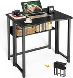 Huuger Folding Desk with Storage Shelf, 23.6 Inch Foldable Computer Table by Huuger