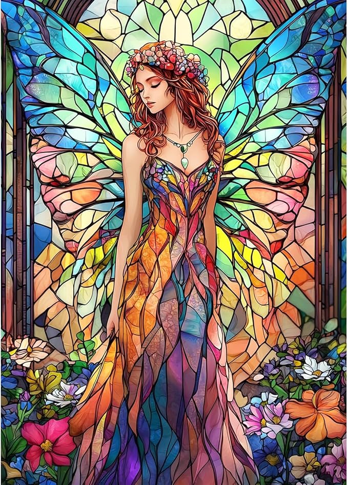 Lxmsja Fairy Stained Glass Diamond Art Kits by Lxmsja
