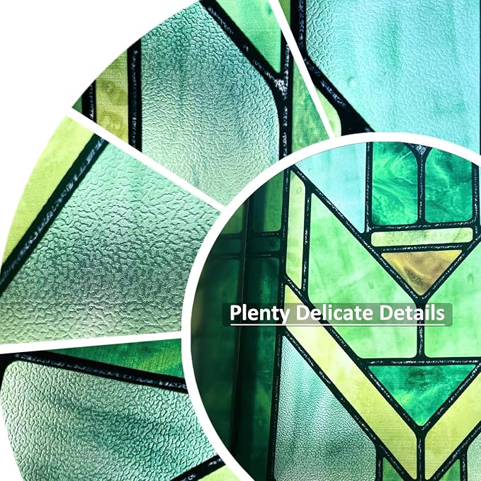 Original Hand Drawn Faux Stained Glass Window Film, Double-Sided Privacy Static - Image 2
