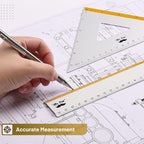 Mr. Pen- Metal Geometry Kit, 4 Pack, 45° & 30°/60° Set Squares | 6" Protractor - Image 4