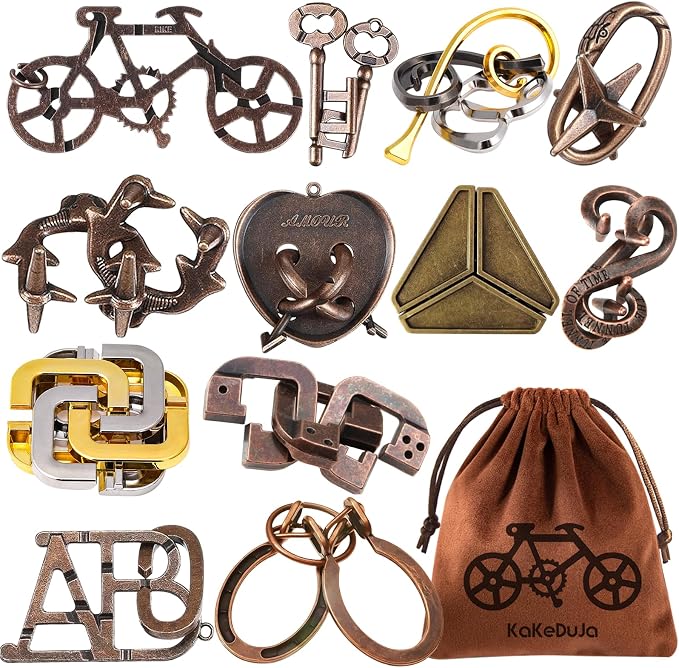 12 PCS Brain Teaser Puzzles Disentanglement Puzzles Metal Puzzle Logic Metal by KakeDuJa