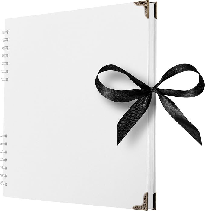 Bstorify Square Scrapbook Photo Albums 80 Pages White Thick Paper, Metal Corners by Bstorify