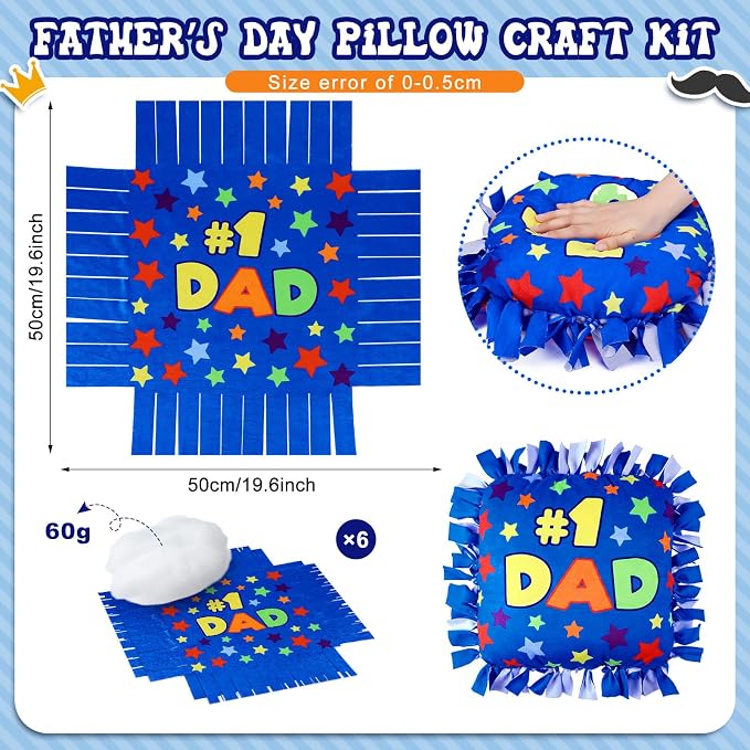 Chunful 6 Sets Christmas Tied Pillow Craft Kit Gifts #1 Dad Pillow Craft DIY - Image 2