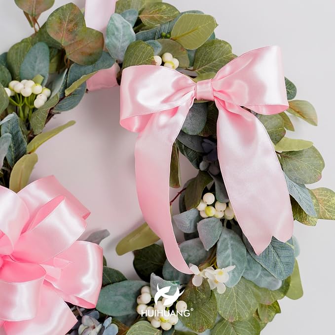 HUIHUANG Pink Satin Wired Ribbon 1-1/2 inch Light Pink Wire Ribbon - Image 5
