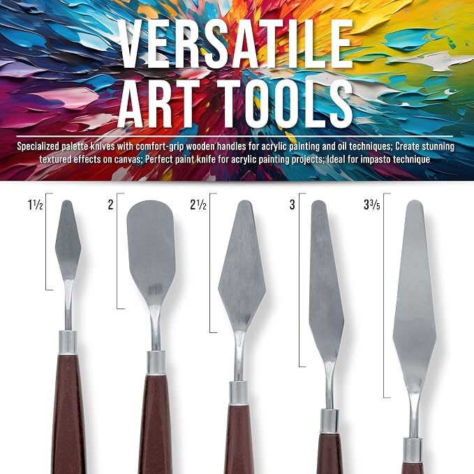 U.S. Art Supply 5-Piece Stainless Steel Palette Knife Set - Image 3