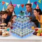 YestBuy 4 Tier Acrylic Cupcake Stand Afternoon Tea Cake Stand Large Cupcake - Image 2