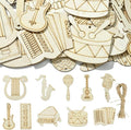 30 pcs Mixed Styles Musical Instrument Theme Unfinished Wooden Cutout Charms by Gythara