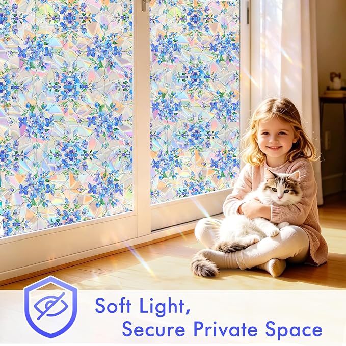 SOMWISE Rainbow Window Privacy Film, Heat Control, UV Blocking, Anti-Glare - Image 5