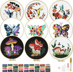 TINDTOP Embroidery Kit for Adult, Hummingbird Butterfly Mushroom Flower Kit | 9 by TINDTOP