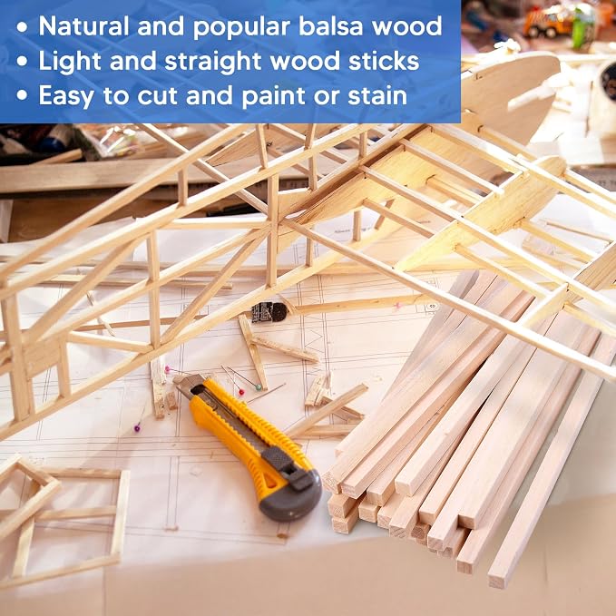 30 Pieces Balsa Wood Sticks 1/2 x 1/2 x 12 Inch Wood Strips Balsa Square Wooden - Image 4