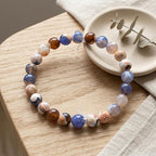 35pcs Round Loose Blue and Orange Fire Agate Beads - Image 4