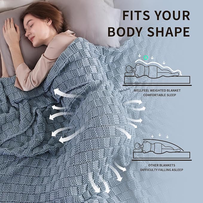 Knitted Weighted Blanket Kids, No Beads Heavy Blanket 40” x 60'' 7lbs, - Image 3