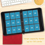 GERMUN 3 Ring 9 Pocket Zipper Card Binder, 720 Double Sided Standard PU Trading - Image 7