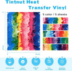 Tintnut Multicolor Watercolor Heat Transfer Vinyl, PU HTV sheets, easy cut & - Image 2
