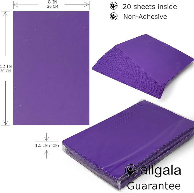 Allgala 20-Value-Pack EVA Foam Paper 8x12 Inch Sheets-Purple-CF85306 - Image 2