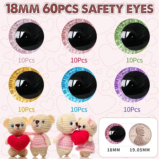 MUCUNNIA 120pcs 18mm 3D Sparkle Moon Safety Eyes - Image 2