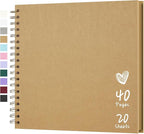 Scrapbook 10x10 Inch DIY Scrapbook Album Hardcover Kraft Paper 40 pages/20 by Hiwhy