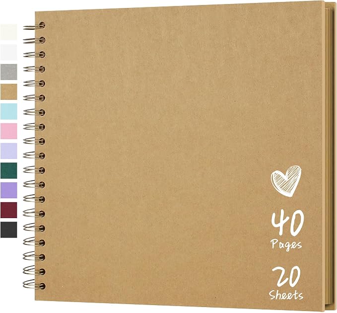 Scrapbook 10x10 Inch DIY Scrapbook Album Hardcover Kraft Paper 40 pages/20 by Hiwhy