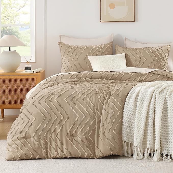 Andency Taupe California King Comforter Set, Boho Cal King Soft Warm Tufted by Andency