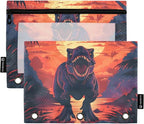 Dinosaur Pencil Pouch for 3 Ring Binder, 2 Pack Waterproof Pencil Bags Clear by BOENLE-WELCOMEYOURCOMING