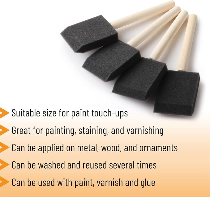 Bates 2-Inch Foam Paint Brushes, 32 Pack - Image 4