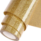 Gold Glitter HTV Heat Transfer Vinyl Roll 12inch x 10 ft by WOOGLITTER