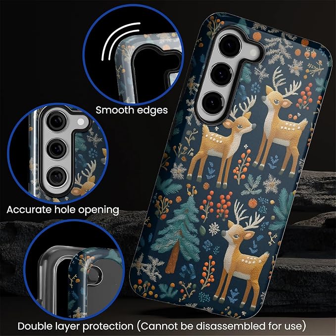 Case for Samsung Galaxy S23 Plus Case, Cute Christmas Reindeer Design Hybrid - Image 5