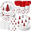 Pickmesh 400 Pcs Christmas Party Supplies Red Silver Xmas Tree Snowflake by Pickmesh