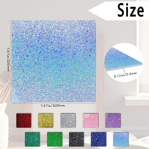 Glitter Acrylic Sheets, 2 Pack | 1/8 in Thick, Cast Sparkly, - Image 2