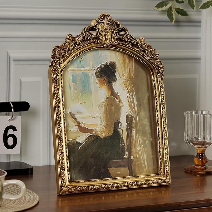 Cuspin 8x10 Picture Frame Vintage Gold Frames, Antique Gold Ornate Resin Photo - Image 2