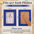 1 Pack 5 x 7 Picture Frame, Wood Beaded Boho Photo Frame, Vintage Photo Display - Image 2