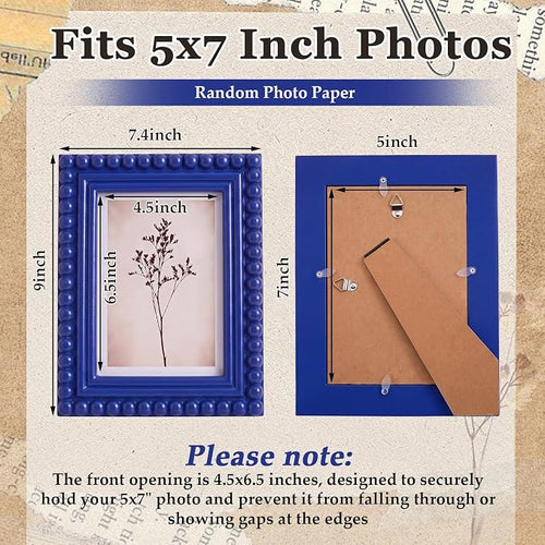 1 Pack 5 x 7 Picture Frame, Wood Beaded Boho Photo Frame, Vintage Photo Display - Image 2