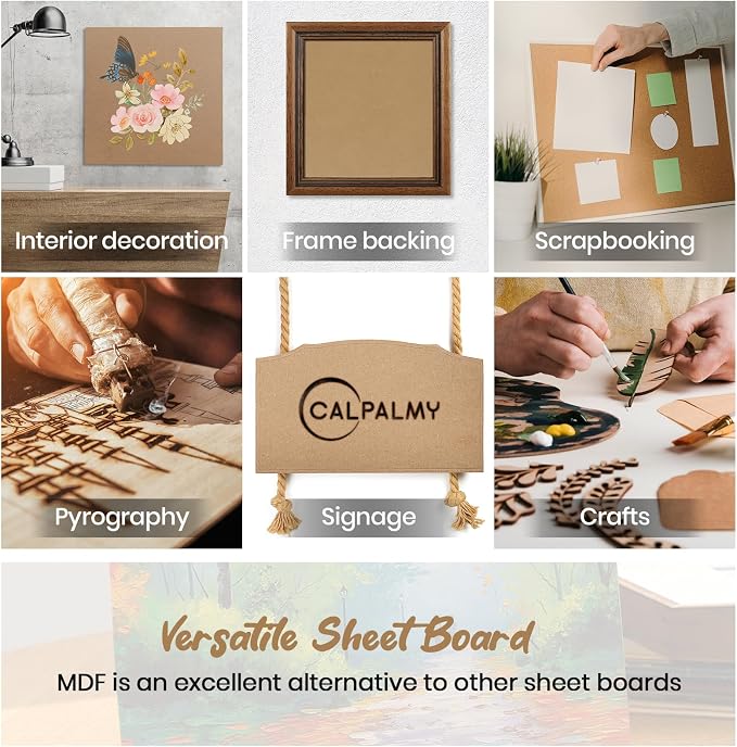 CALPALMY 12-Pack MDF Board 1/4 Inch Thick 12" x 12" Unfinished Wood Panels - Image 6