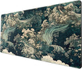 Japanese Large Mouse Pad Gaming Sea Wave Desk Pad Blue Sea Flower Art by YKJWW