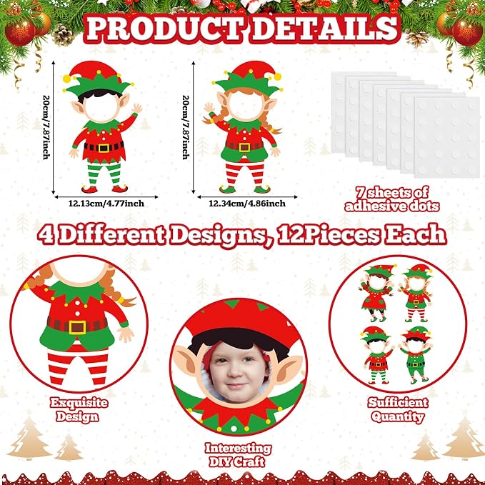 48 Set Christmas Elf Cutouts - Image 2